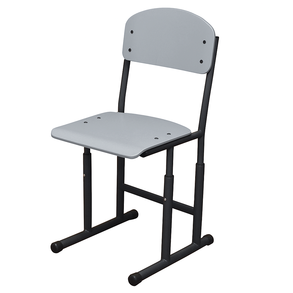 Стілець учнівський полозковий, металокаркас (кругла труба), покриття фанери пластиком HPL, з регулюванням глибини сидіння, ЛЕЛЕКА, 385х420-445х775-855 мм.